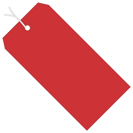 Bsc Preferred 2 3/4 x 1-3/8'' Red 13 Pt. Shipping Tags - Pre-Strung, 1000PK BUY00015381
